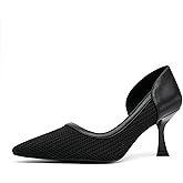NEWBELLA Women's Elegant Kitten Heel Pumps - Pointed Toe Mid Heel Dress Shoes, Comfortable Office Pumps for Daily Commute & Professional Wear