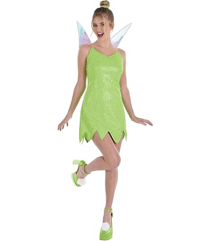 green dress for tinkerbell costume Tempura Women's Fairies Forest Dress Up Cosplay Fancy Halloween Party with Wing (Green with lights wings, L): Clothing, Shoes & Jewelry and pixie dust DELUXE Tinkerbell Fairy Dress Up