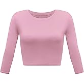 Artivaly Women Slim Fit Basic Round Neck 3/4 Sleeve Casual Y2K Cute Yoga Crop Top Workout Shirts