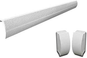 Baseboarders Elliptus Series 6 ft Galvanized Steel Slip-On Baseboard Heater Cover Replacement + Left and Right Endcaps, White | Easy Installation for Hydronic (Water) Home Heating Systems