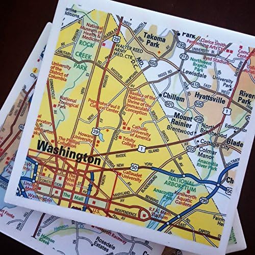 Washington DC Map Coasters, Drink Coasters, Including Bethesda, Arlington and Alexandria, Set of 4