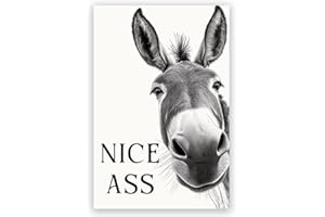 DSWEGVR Black and White Donkey Bathroom Wall Art Decor Nice Ass Funny Donkey in Bathroom Picture Poster Fun Animal Canvas Pri
