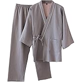 OWLONLINE Japanese Style Pajamas Gauze Cotton Japanese Kimono Suit