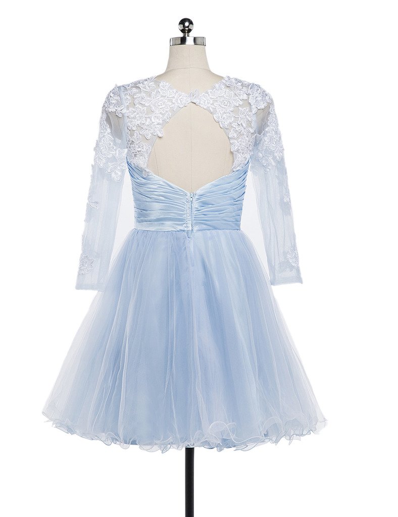 CharmingBridal Long Sleeve Short Prom Dress for Juniors Lace Dresses