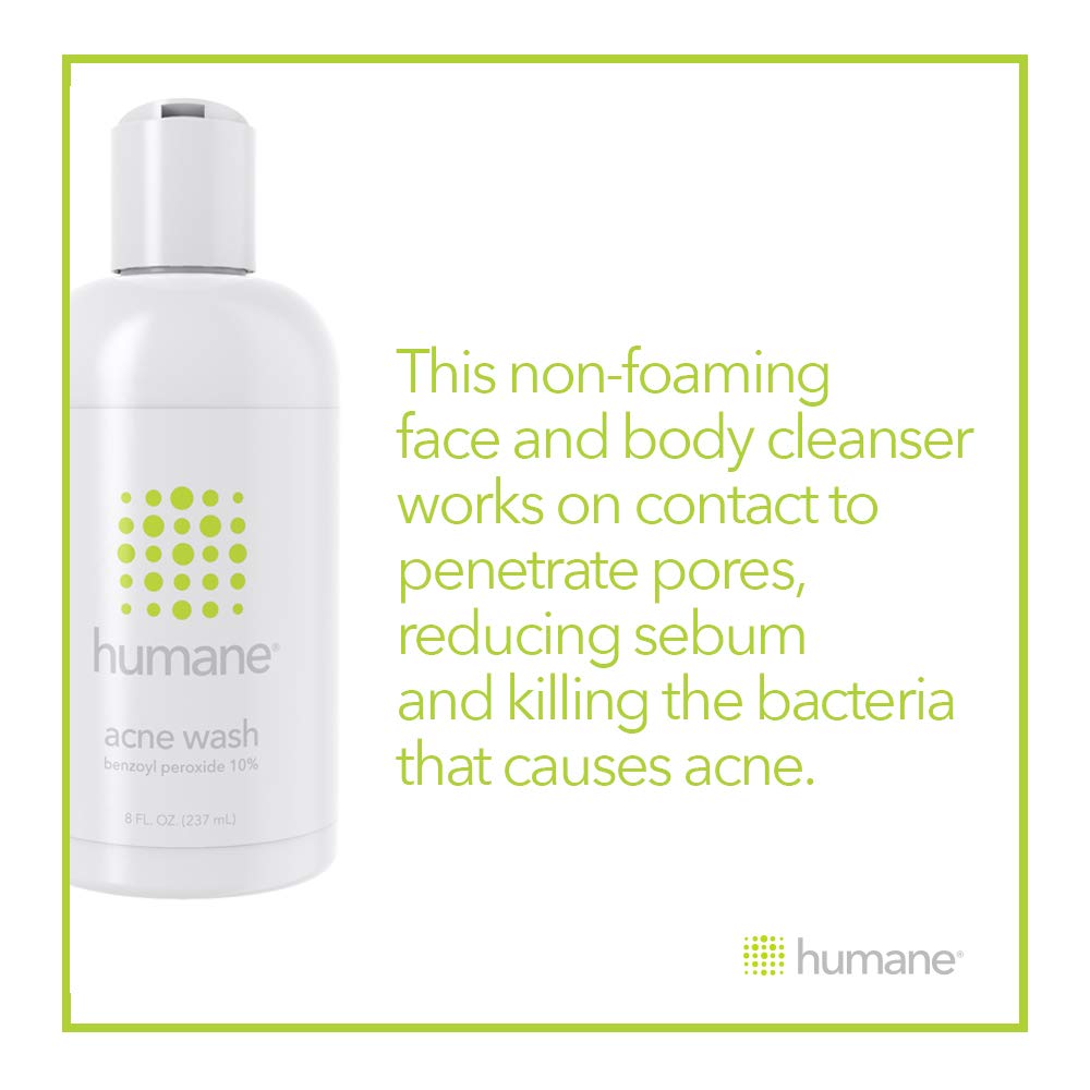 Humane Face & Body Acne Wash, 10 Benzoyl Peroxide Acne Treatment