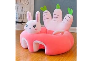 vocheer Baby Sitting Chair, Comfortable Infant Soft Plush Floor Support Seat Baby Learning to Sit Soft Animal Shaped Baby Sofa for Newborn(Radish Rabbit)