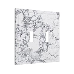 White Gray Marble 2 Gang Double Toggle Light Switch