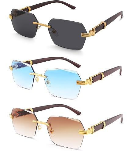 Amazon.com: Turquoise Gradient Tint Rimless Men Women Gold  display picture 3