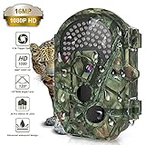 THZY Trail Camera, Waterproof 16MP 1080P HD Game Hunting Camera with Sound 120° Wide Angle Lens 0.5s Trigger Speed 38 Pcs 940nm IR LEDs No Glow Black Infrared Night Version up to 20M/65FT for Hunting
