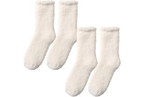 Cloud Socks 2 Pairs Warm Cozy Ultra-Soft Coral Fleece Fuzzy Socks Winter Skin-Friendly Minimalist Gifts for Women..