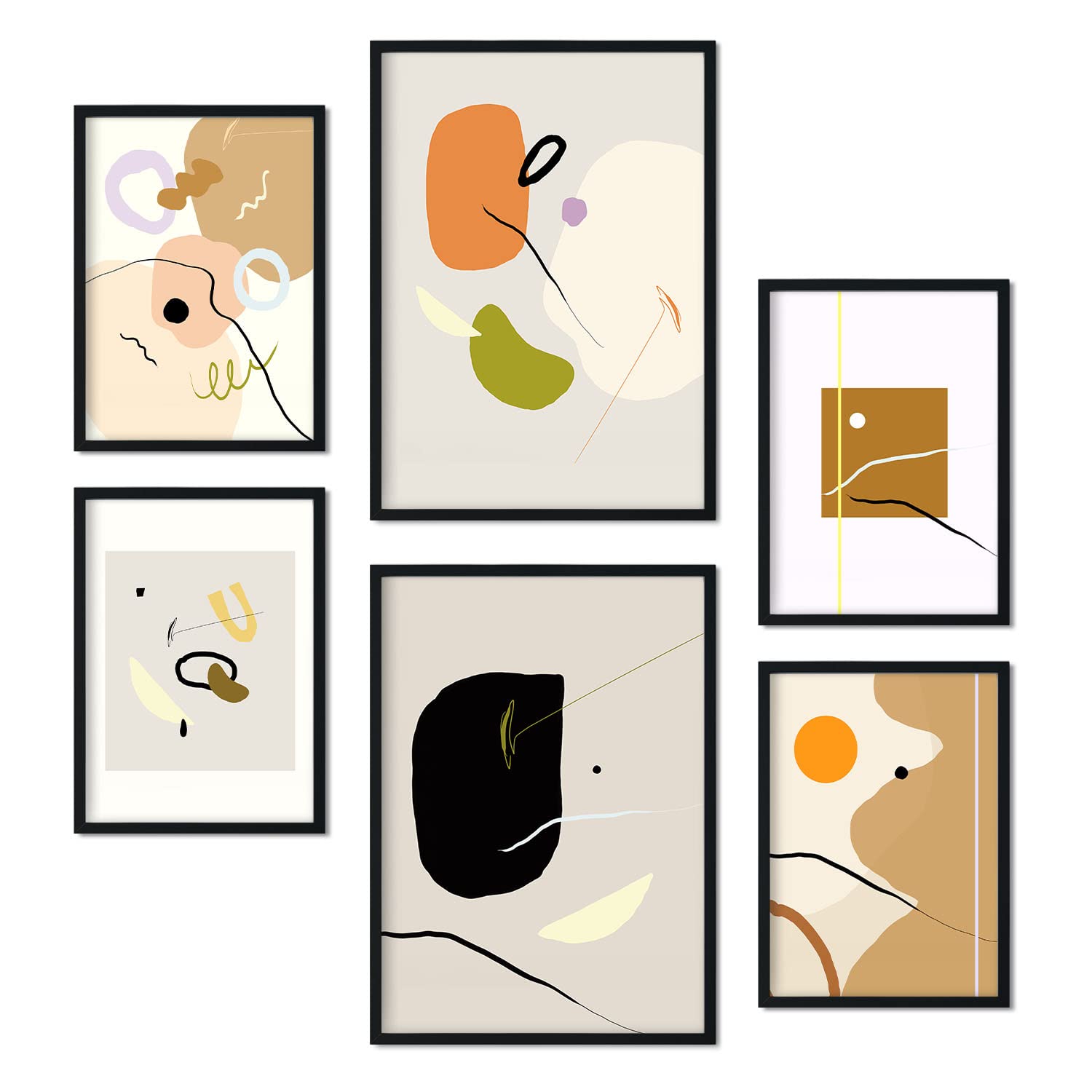 Nacnic Set of 6 Minimalism posters. Collection of posters in collage aesthetic for interior decoration. Sizes A3 and A4. Frameless.