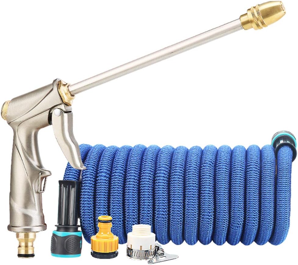 Rengzun 25-100FT Expandable Garden Water Hose Pipe Kit with Copper Spray Nozzle Gun Multifunction Water Hose Flexible Quick Connect Outdoor Hose Car Wash Hose Pipe