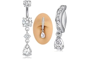 MODRSA Belly Button Rings Stainless Steel Belly Rings Silver for Women Girls Navel Rings Navel Piercing Jewelry Belly Bar 10m