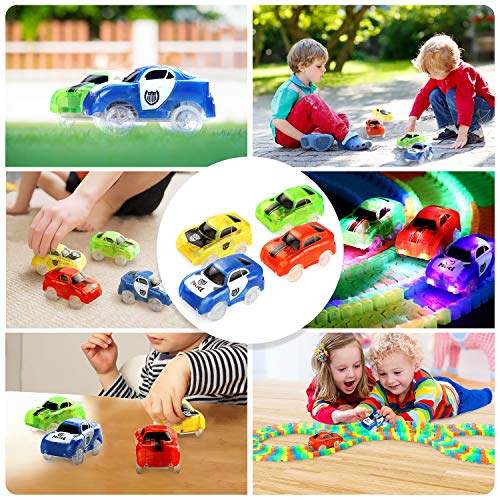 image for Track Cars, BOVN Light-Up Fastest Speed Tracks Cars Replacement With 5