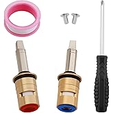 Misakomo Ceramic 1/4-Turn Cold & Hot Valve Cartridge Kit Long Stem Fit for Concealed Caps Replace# 377XKRHJKABNF & 377XKLHJKABNF