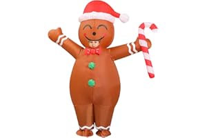 FWV Gingerbread Man Costume Adult,Inflatable Christmas Costume,Blow Up Funny Onesies Xmas Ginger Bread Costumes Women Men