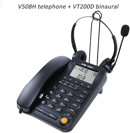 Dhlizi Telefon Festnetztelefon Kunden Hotline Verkaufsgesprach Mit Kopfhorer Freisprechfunktion Headset Telefonzentrale Headset Kommerziell Schwarz Farbe C Amazon De Kuche Haushalt