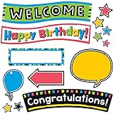 TREND Enterprises, Inc. T-8393 Bold Strokes Wipe-Off Celebration Signs Bulletin Board Set, 27 Pieces