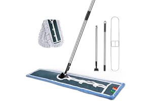 42" Commercial Dust Mop,Masthome Heavy Duty Industrial Mop with 1 Cotton & 1 Microfiber Pad,Dust Mops for Floor Cleaning,Wet & Dry Use Commercial Mop for Hardwood Floors,Tiles,Marble Floors