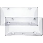 Zento Deals Clear License Plate Covers - 2-Pack &ndash; Novelty/License Plate Clear Flat Shields Covers (White 2)