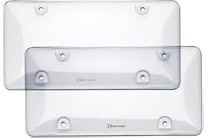 Zento Deals Clear License Plate Covers - 2-Pack – Novelty/License Plate Clear Flat Shields Covers (White 2)