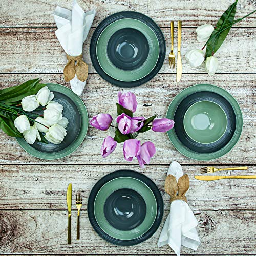 Zak Designs Melamine Dinnerware Set, 12Piece, Service for 4, American