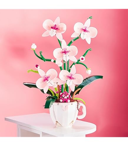 Orchid Flower Building Kit, Plant Botanical Bonsai Collection, Decor Home Office, Blocks Toy For Adults Kids Age 6 , 616PCS