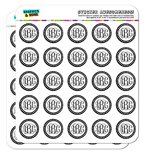 Graphics and More Personalized Custom Monogram Fancy font Scalloped Outline Planner Calendar Scrapbooking Crafting Stickers - 50 1" Opaque Stickers