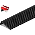 Vakerga Stair Nosing 36inch Anti-Slip Stair Edge Protector Stair Nose Molding Trim Vinyl Rubber,Waterproof Self Adhesive Stair Edging Staircases for Outdoor & Indoor Black