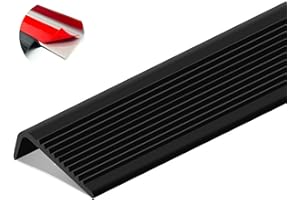 VAKERGA Stair Nosing 36inch Anti-Slip Stair Edge Protector Stair Nose Molding Trim Vinyl Rubber,Waterproof Self Adhesive Stair Edging Staircases for Outdoor & Indoor Black