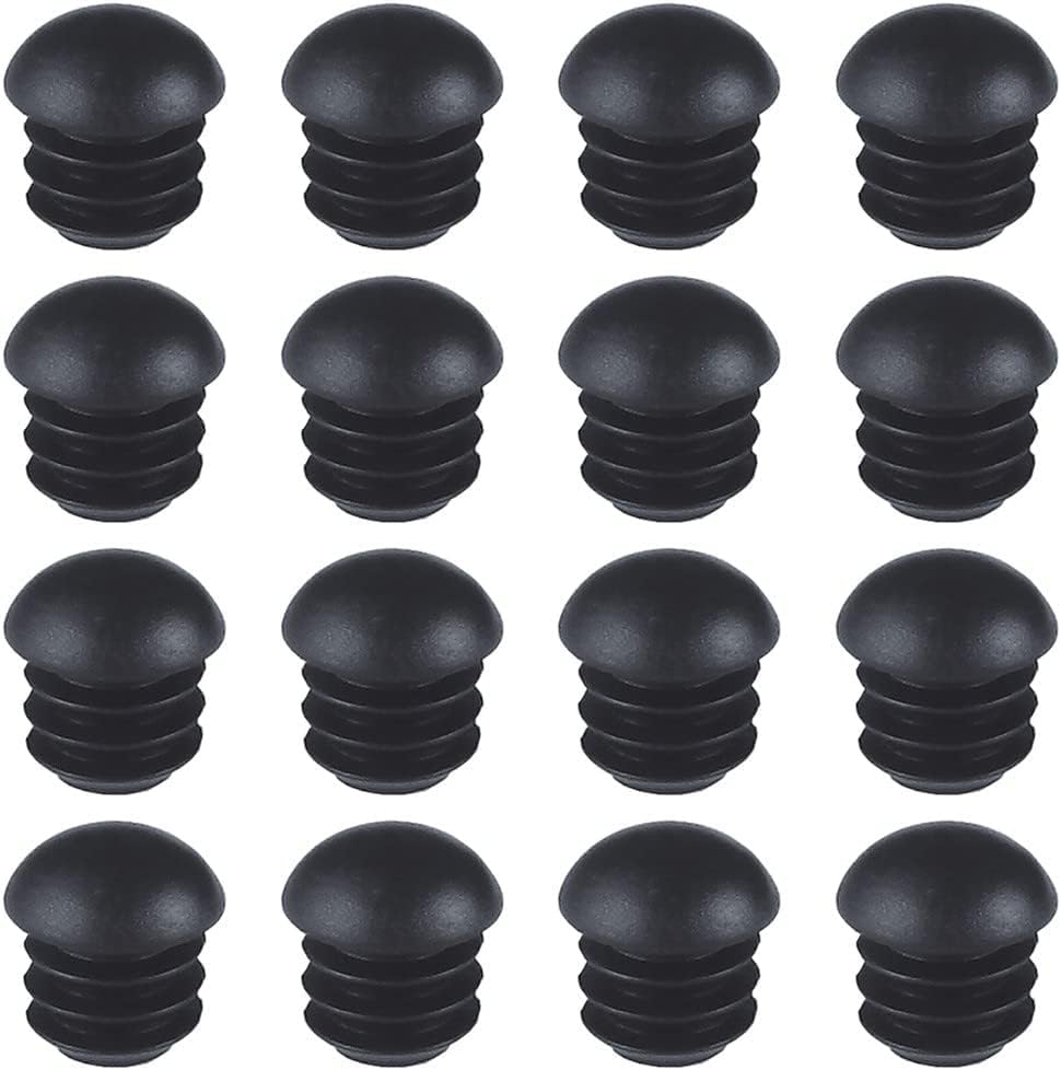 Round End Plugs, 16 Pieces, Chair Leg End Caps, Chair End Caps, Round Plastic Plug, Black Round Chair Leg End Plugs, Plastic Tube Inserts, Protectors for Chairs Table Legs, (1.6 x 2 cm)