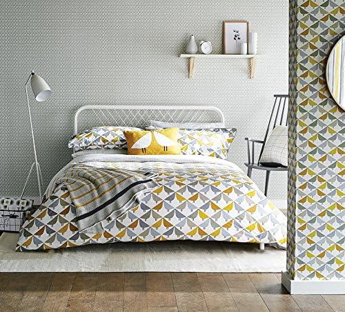Scion LINTU Duvet Cover, King, Percale, Dandelion & Pebble