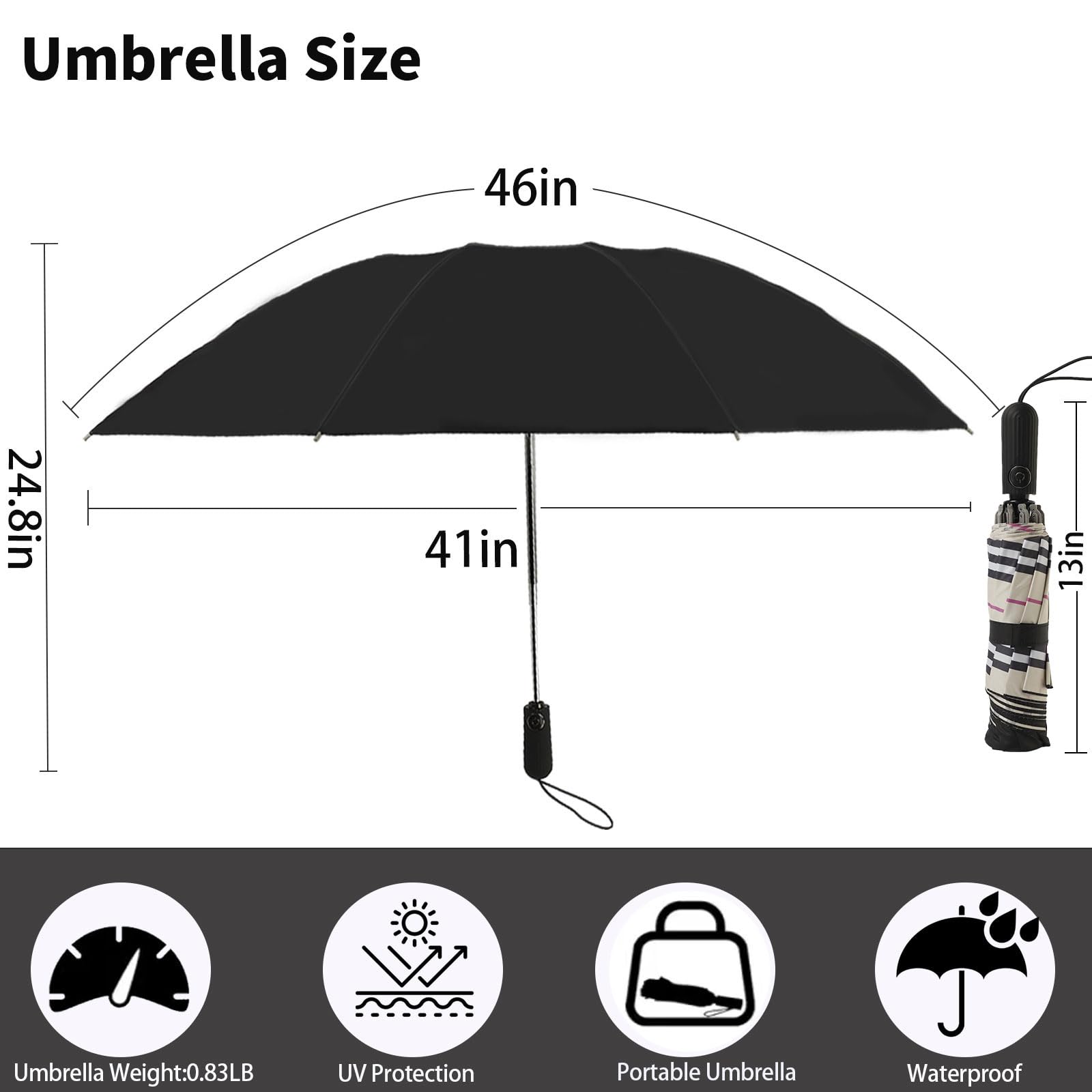 ZDSSM Compact Travel Umbrella Inverted Reverse Umbrellas for Rain & Sun – Small, Portable Windproof, UV Protection Umbrella for Travel, Backpack, Women and Men