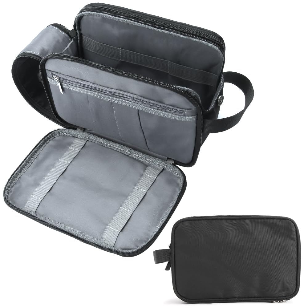 Photo 1 of WIBKAE Toiletry Bag for Men Travel, Large Capacity Water-resistant Hanging Dopp Kit with Multiple Pockets, Shaving Organizer for Bathroom Essentials (Black)