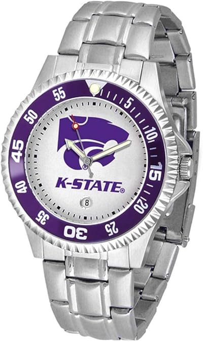 Amazon Co Jp Suntime メンズ カンザス州立大学 腕時計 コンペティター ステンレススチール ジュエリー