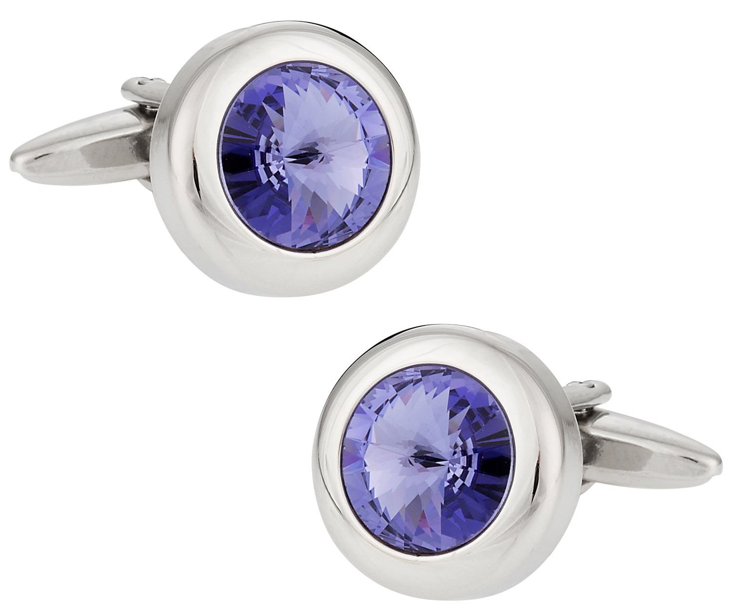 Purple Solitaire Crystal Cufflinks