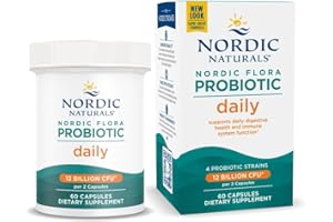 Nordic Naturals Nordic Flora Probiotic Daily - 60 Capsules - 4 Probiotic Strains with 12 Billion Cultures - Optimal Wellness, Immune Support, Digestive Health - Non-GMO, Vegan - 30 Servings