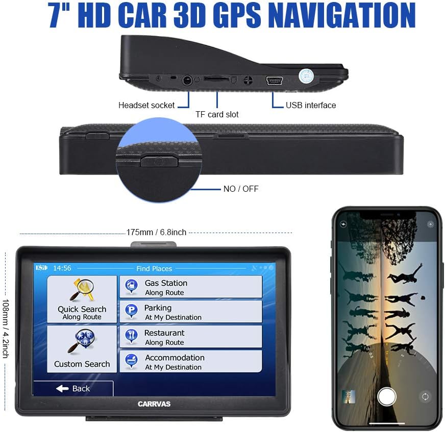 Favorites & Address Search CARRVAS 7 Inch GPS Navigation for Car and