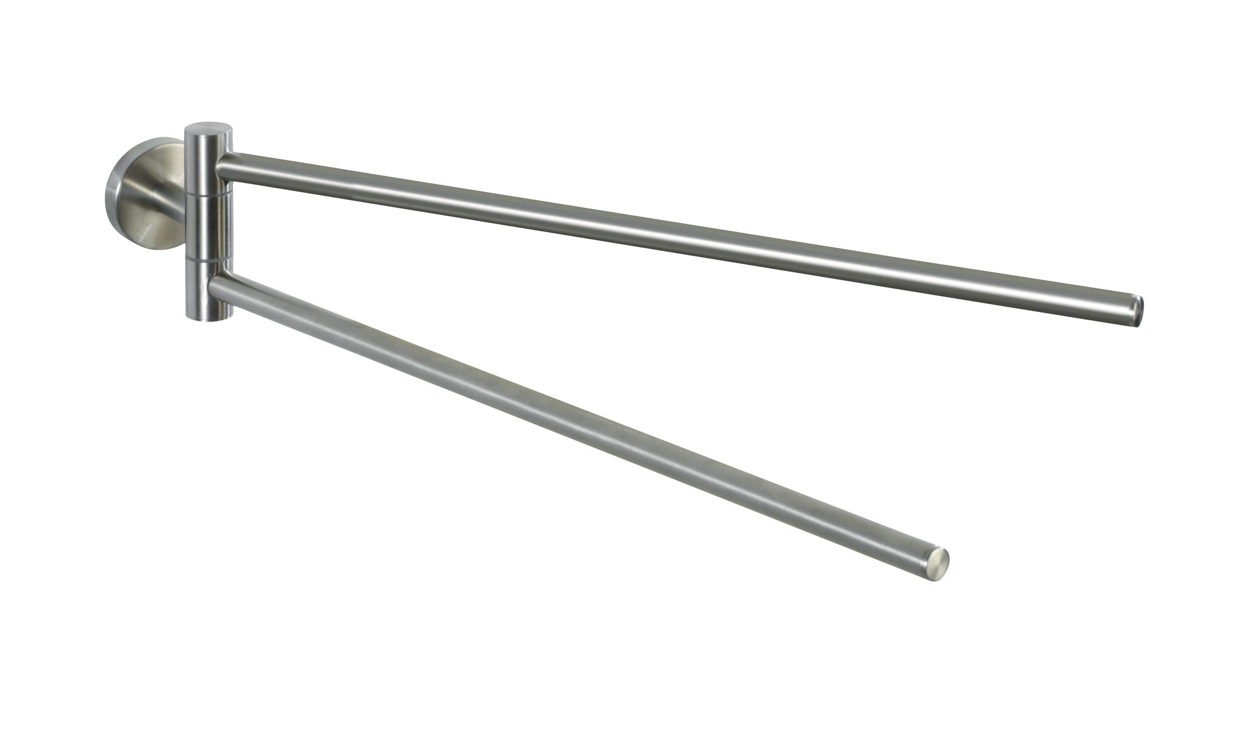 WENKO 19618100 Towel holder Bosio Matt 2 flexible arms, Metal Stainless steel, 5.5 x 9 x 43 cm, Matt