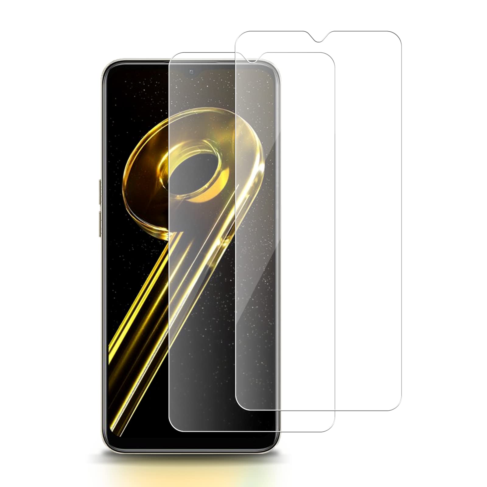 ROVLAK Screen Protector compatible with Realme 9i 5G Tempered Glass Screen Protector 2-Pack HD 2.5D 9H Protective Film Protection Anti-Fingerprint Bubble-Free Glass Protector