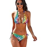 PIOKNGY Tie Dye Women's Two Piece Sexy Bikini Set Swimsuits Swimwear Modest Bathing Suits with Swimsuits for Women XL