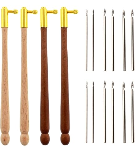 Kit De 3 Ganchos De Ganchillo Para Bordado - Mangos De Madera Y Acero Inoxidable - Incluye Agujas De Diferentes Tamaños