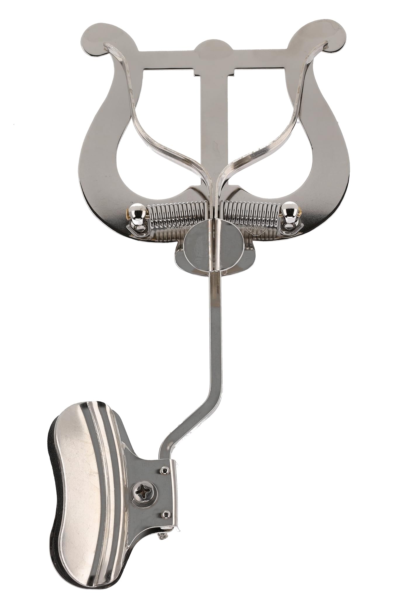 GEWA Marching Music Holder Trombone - Nickel Plated - Large Lyra - 2 Pushers - With Clamp for Bell Attachment
