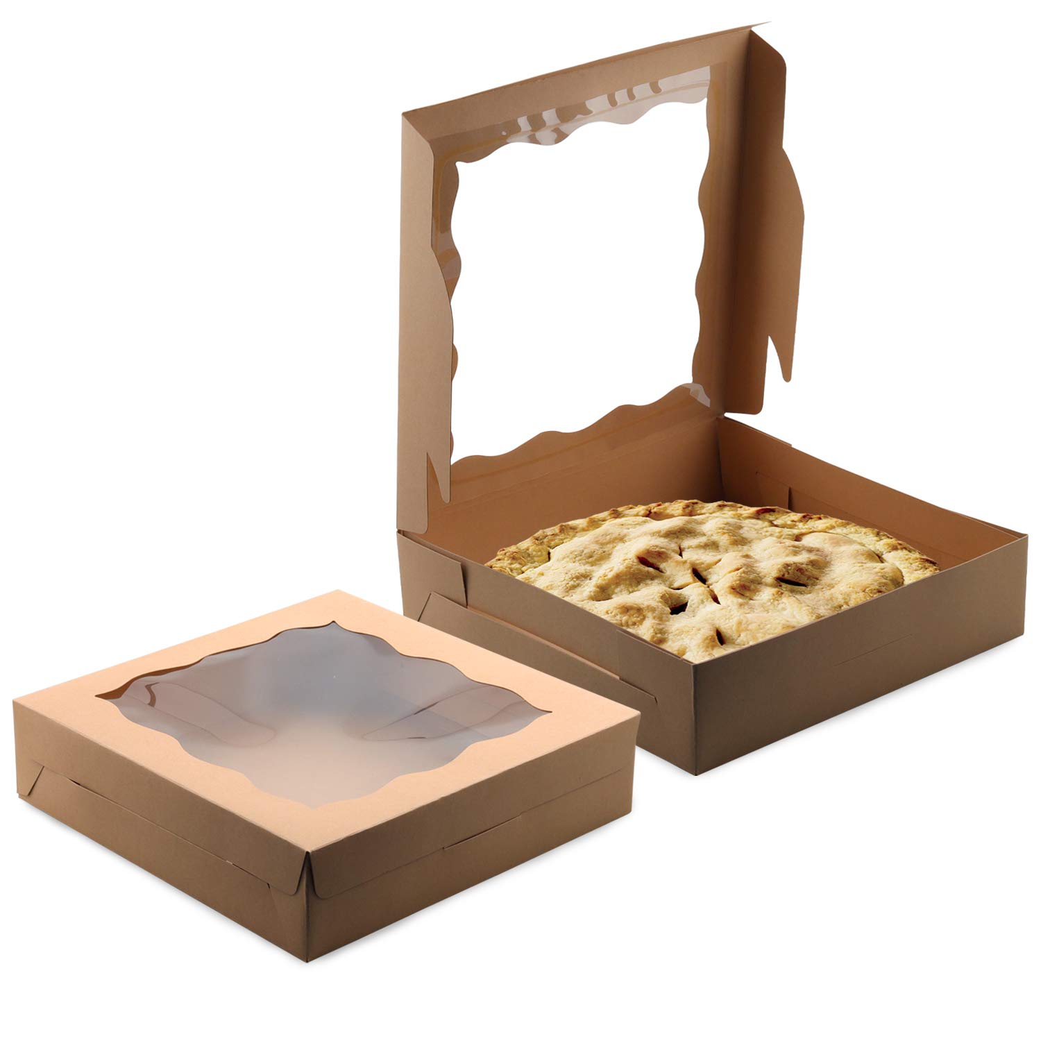 10 Pack Bakery Boxes with Window, Lainrrew Kraft Brown Bakery Boxes Cookie Boxes