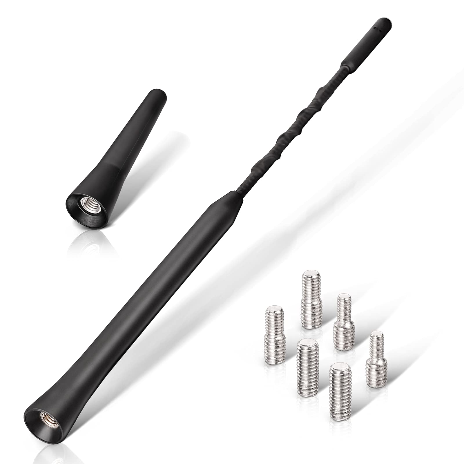 Eightwood mini car antenna 6.5cm + 23cm FM/DAB car roof radio antenna universal replacement pole car aerial with strong FM/DAB receiving function，Screws M4 M5 M6