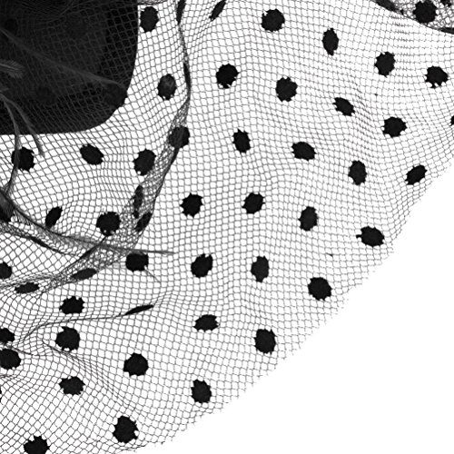 Tinksky Retro Style Bird Cage Mesh Bridal Face Veil Feather Fascinator Hair Clip Wedding Valentine's Day Hair Accessory