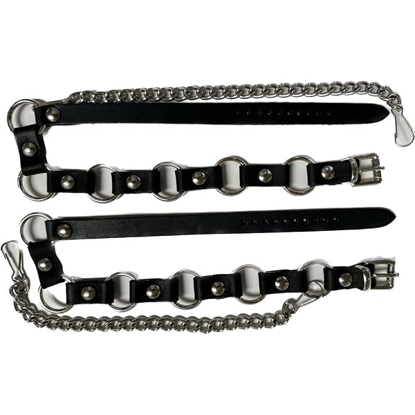 Cinturini Western Per Stivali Biker Con Catene E Croce – Uomo, Taglia Unica, Argento