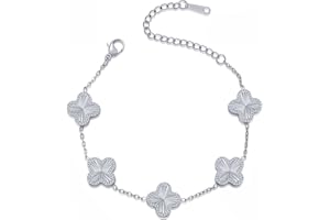 AIPPK Silver Bracelet Dupes Clover Lucky Bracelet for Women Platinum Plated Bracelet Flower Four Leaf Bracelets Jewelry Gifts for Women