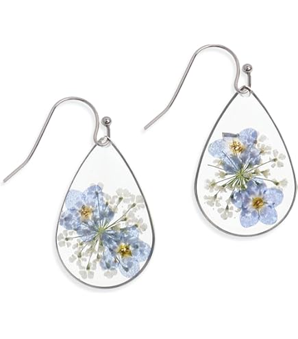 Forget Me Not Pressed Flower Earrings | Memorial Sympathy Gift For Pregnancy Loss | Real Dried Flower Jewelry For Women