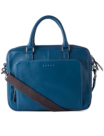Gauge Mens Leather Messenger Bag (Navy, 15-inch)